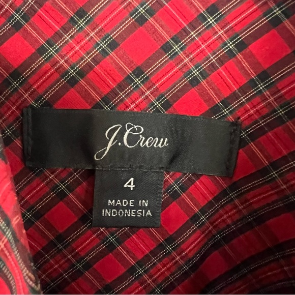 J. Crew Red Plaid Tunic Shirt with rhinestone buttons. Size 4 - Picture 4 of 8